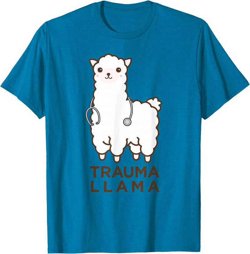 Doc Llama Apparel T-Shirt Funny Llama Doctor T-Shirt, No Trauma Llamas Tee Apparel T-Shirt - Sapphire Blue