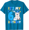 6th Birthday Polar Bear Lover Gift It's My 6th Birthday Polar Bear Themed Party 6 Year Old T-Shirt - Sapphire Blue