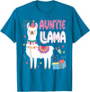Family Matching Llama Birthday Party Supplies Auntie Llama Aunt Of The Birthday Llama Birthday T-Shirt - Sapphire Blue