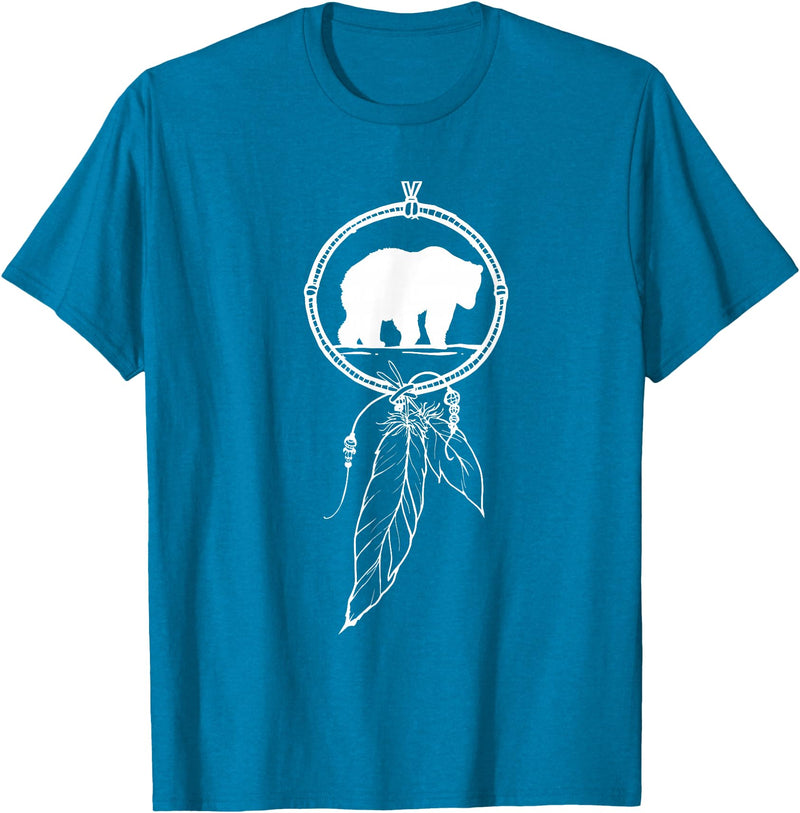American Indian Shirts by CrushRetro Native American Dreamcatcher Bear Women Men Kids T-Shirt - Sapphire Blue
