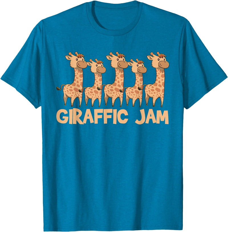 Cute Giraffe Gifts Giraffe Giraffic Jam Funny Word Game Cute T-Shirt - Sapphire Blue