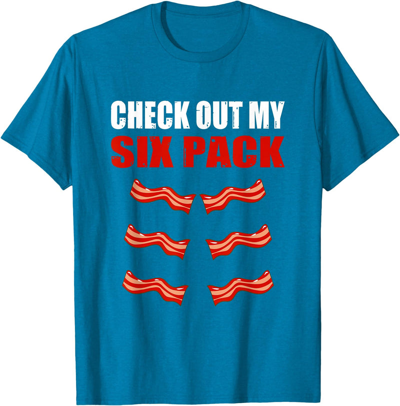 Check Out My Six Pack Bacon Gymer Bodybuilding Watch My Sixpack Funny Bacon Gymer Bodybuilding T-Shirt - Sapphire Blue