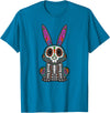 Rabbit Day of Dead Mexican Bunny Lover Rabbit Sugar Skull T-Shirt in Sapphire Blue