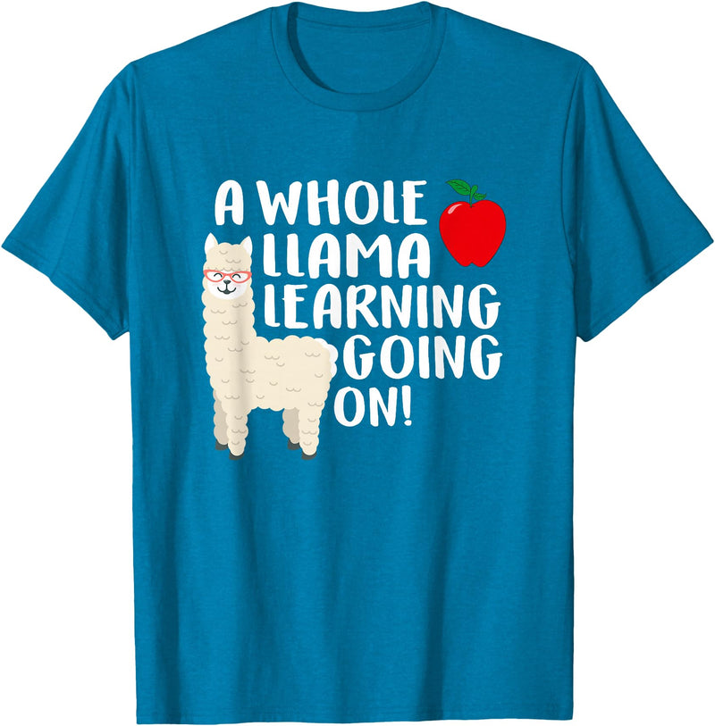 SOMMAS TEACHER A Whole Llama Learning Going on Funny First Grade Teacher T-Shirt - Sapphire Blue
