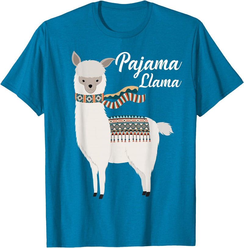 Llama Pajamas GA Cute Pajama Llama Bed Time T-Shirt Llama Pajama T-Shirt - Sapphire Blue