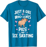 Pigs Memme Pigs And Ice Skating Gifts for Girls Women T-Shirt - Sapphire Blue