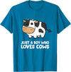 Funny Cow Lover Gifts Just a Boy Who Loves Cows T-Shirt - Sapphire Blue