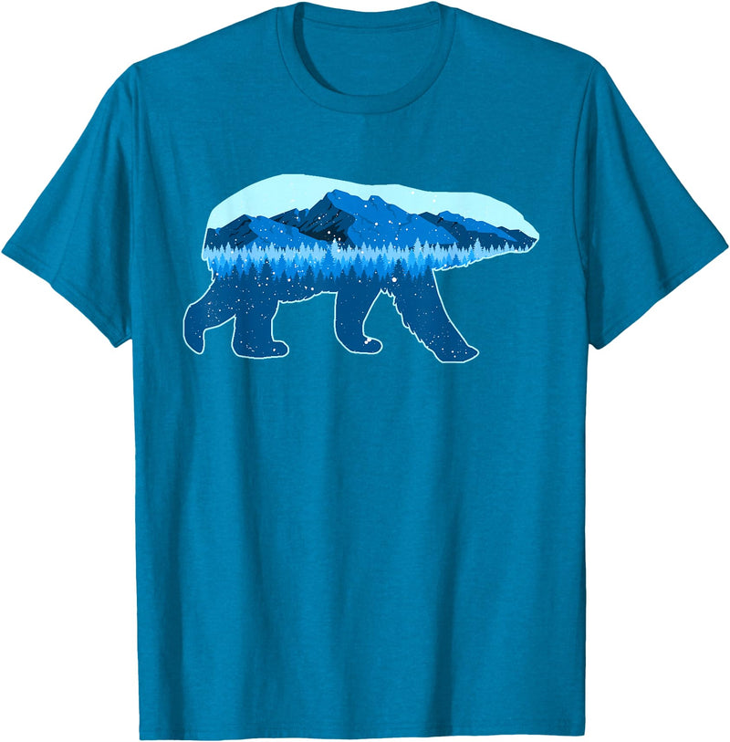 Save the Polar Bear Lovers Designs Polar Bear Print Landscape - Save the Polar Bear T-Shirt - Sapphire Blue