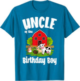 Birthday Boy Farm Animal Theme Uncle Of The Birthday Boy Farm Animal Bday Party Celebration T-Shirt - Sapphire Blue