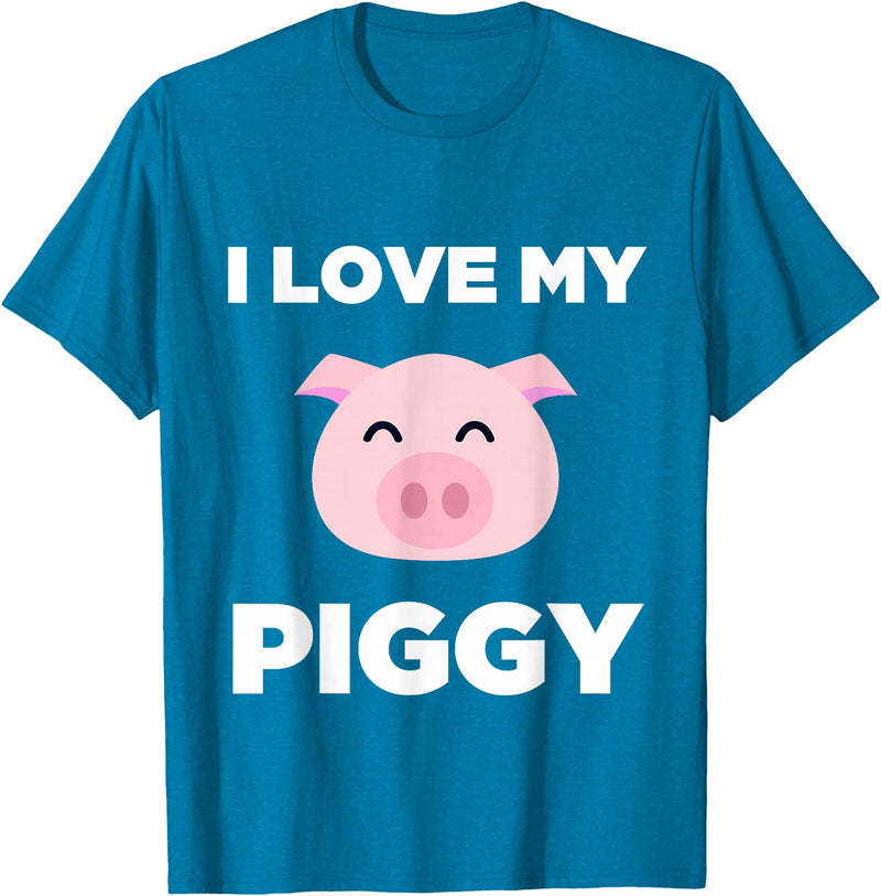 Adorable Fat Animals Tees I Love My Piggy - Funny Pet Pig Lover Cute T-Shirt T-Shirt - Sapphire Blue