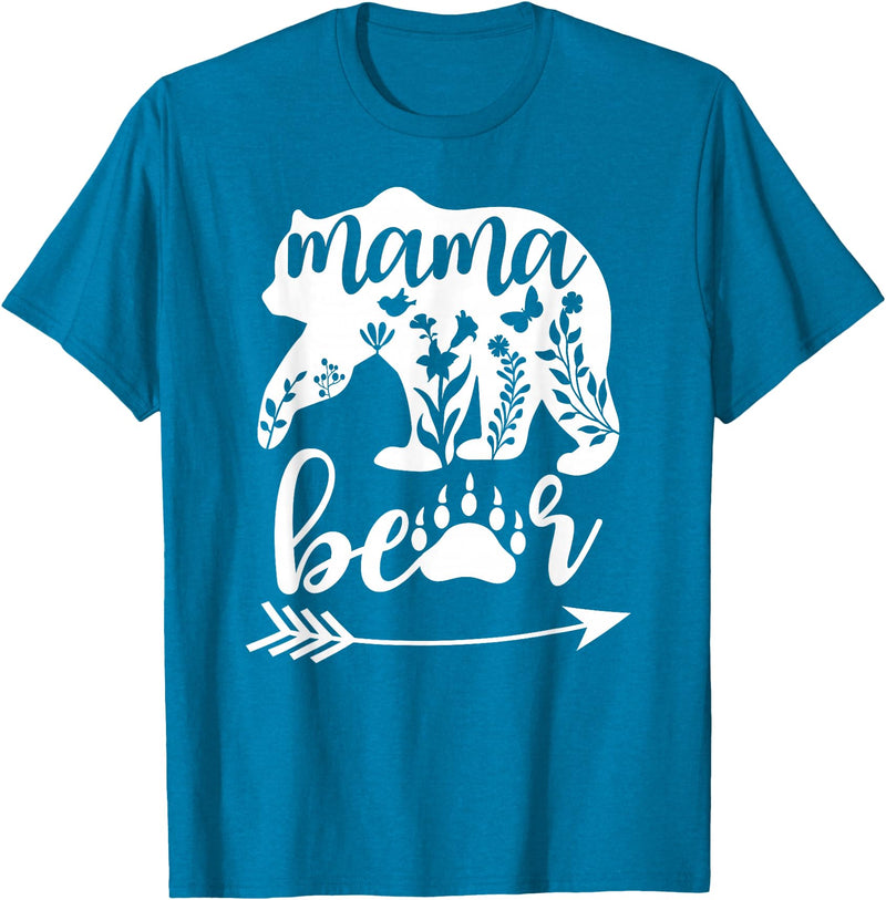 Women Floral Mama Bear TShirt Mama Bear Mom Women Floral Mama Bear Mom Bear Mommy Bear Floral Mama Bear T-Shirt - Sapphire Blue