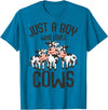 Funny Cow Lover & Owner Gift Ideas Just A Boy Who Loves Cows Farmers Cow Kids Toddler Boys T-Shirt - Sapphire Blue
