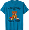 Teddy Bears, Cute Teddy Bear Lover Gifts Adorable Teddy Bear Love Books and Teddy Bear Reading T-Shirt - Sapphire Blue