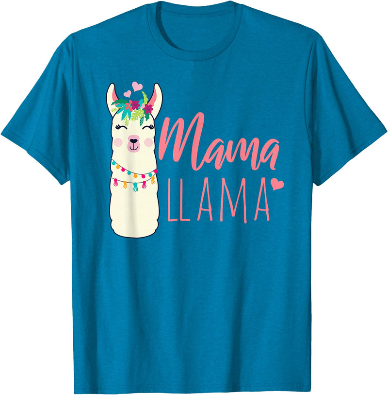 ADVENTURE ALPACA LLAMAS Designs MAMA LLAMA Funny Mother Lamas Meme T-Shirt - Sapphire Blue