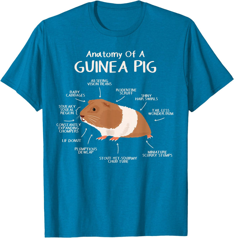 Guinea Pig Lover Cavy Owner Accessories Clothes Anatomy Of A Guinea Pig Cavy Lover Owner Stuff Piggy Peeg T-Shirt - Sapphire Blue
