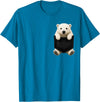 Funny Polar Bear in Pocket Polar Bear Lover Cute Pocket T-Shirt - Sapphire Blue