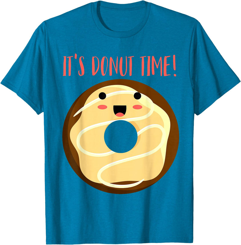Green Cow Land It's Donut Time! Doughnut Funny T-Shirt - Sapphire Blue