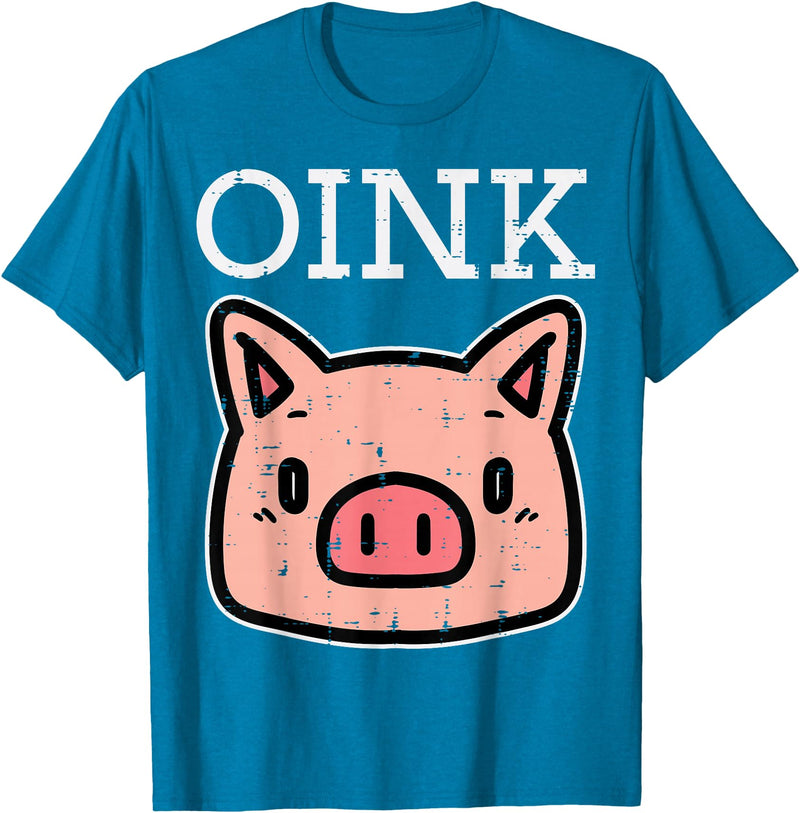 Pig Lover Shirts For Men Women Kids Oink Pig Face Cute Hog Head Girls Boys Kids Toddler Women T-Shirt - Sapphire Blue