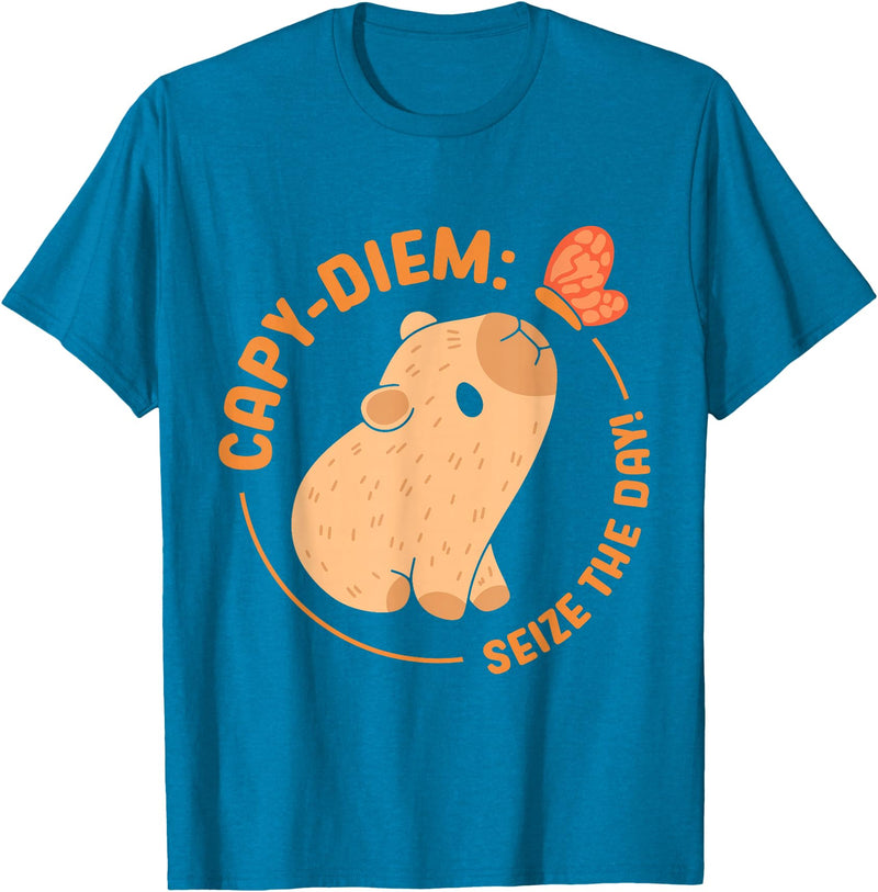 Animals Cute Capybaras Rodent Capybara Capy Diem: Take advantage of the day Capybara's water pig Capybara T-Shirt - Sapphire Blue