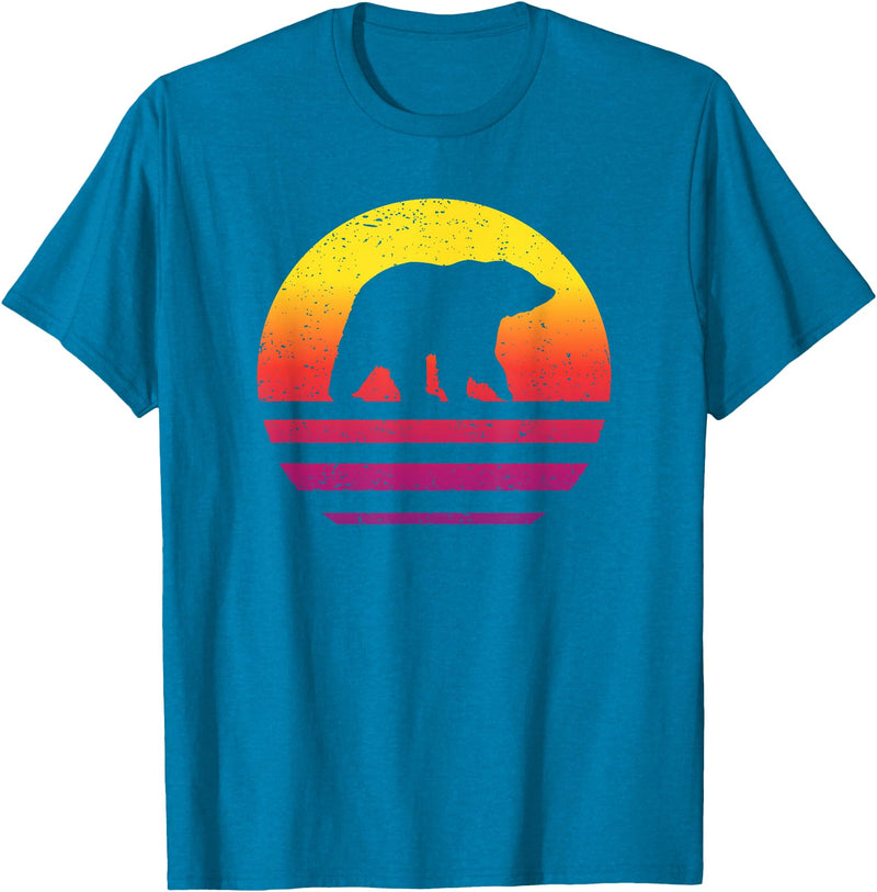 Bear Accessories & Clothing Gifts Women Men Kids Bear Retro Style Vintage T-Shirt - Sapphire Blue