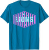 Striped Tie Dye Lion Girls Lunch Lady Librarian Lions Mascot Back to School Spirit Sport Women Teachers T-Shirt - Sapphire Blue