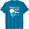 The Mothers Day Shirt Co. Triple Blessed Mama Bear Shirt For Moms With Three Kids T-Shirt - Sapphire Blue