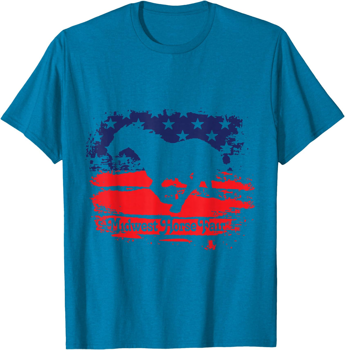 Midwest Horse Fair Red/White/Blue Flag T-Shirt - Sapphire Blue