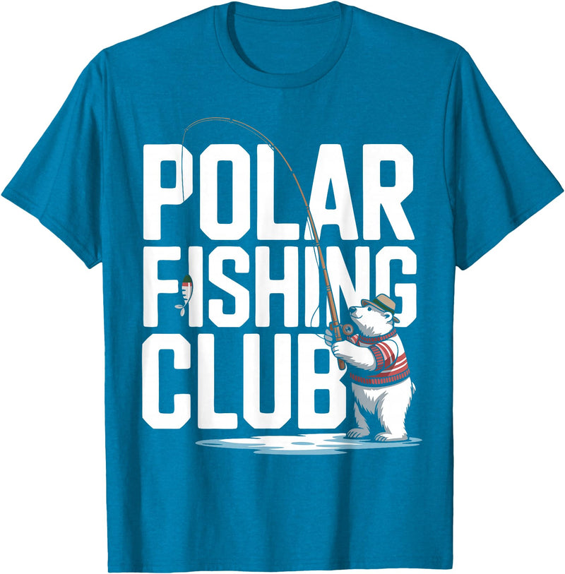 Ice Angler Gifts & Tees Ice Fisher Polar Bear Ice Fishing Club T-Shirt - Sapphire Blue