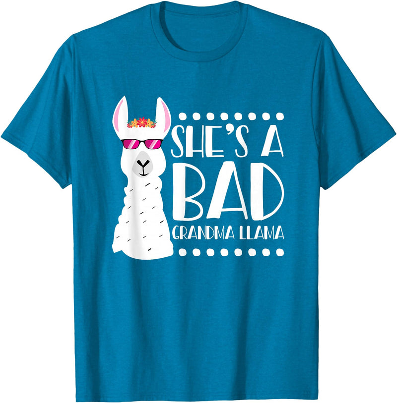Llama - Alpaca Funny Designs Alpaca Fan Design Funny She's A Bad Grandma Llama For Women T-Shirt - Sapphire Blue