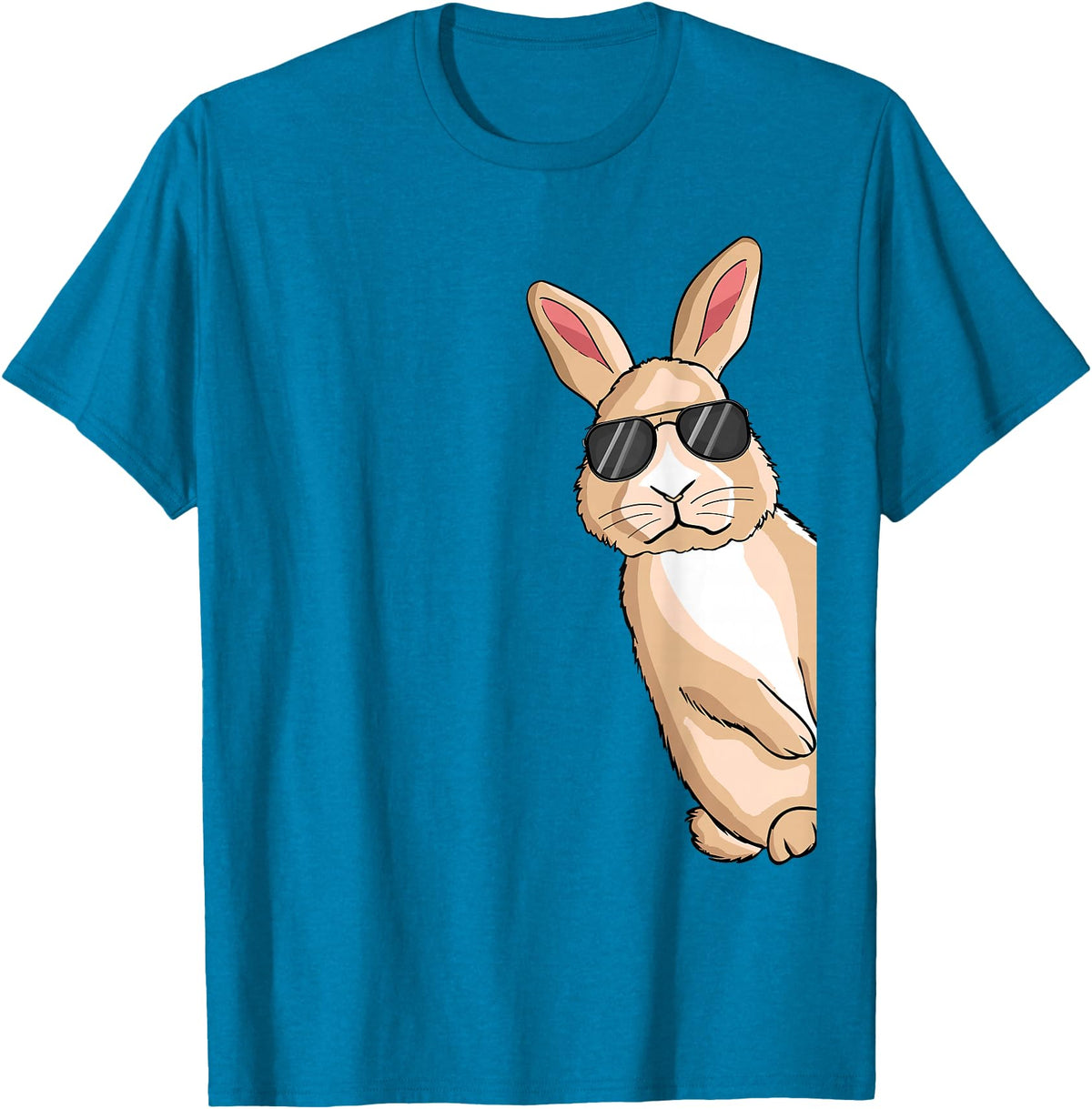 Cool Rabbit with Sunglasses Bunny Lover Kids Rabbit T-Shirt in Sapphire Blue