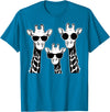 Giraffe Animal Sweet Graphic Giraffes Family with Sunglasses - Giraffe T-Shirt Small - Sapphire Blue