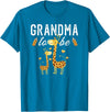 Giraffe Baby Shower Party Ideas For Grandma To Be Grandma To Be Giraffe Baby Shower Cute T-Shirt - Sapphire Blue