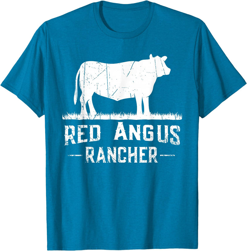 Funny Red Angus Farmer Gift for Cattle Lover Cow Breeder - Red Angus Rancher T-Shirt - Sapphire Blue