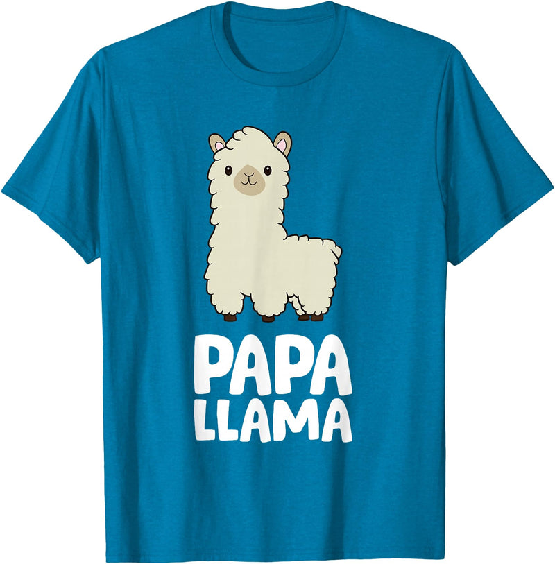 Llama Mama And Llama Papa Gifts Daddy Llama Men Boys Llama Gift Papa Llama T-Shirt - Sapphire Blue