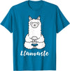 Cute Yoga Shirts - Llamaste Llamaste - Cute Yoga Lovers Gift, Adorable Llama Fitness T-Shirt - Sapphire Blue