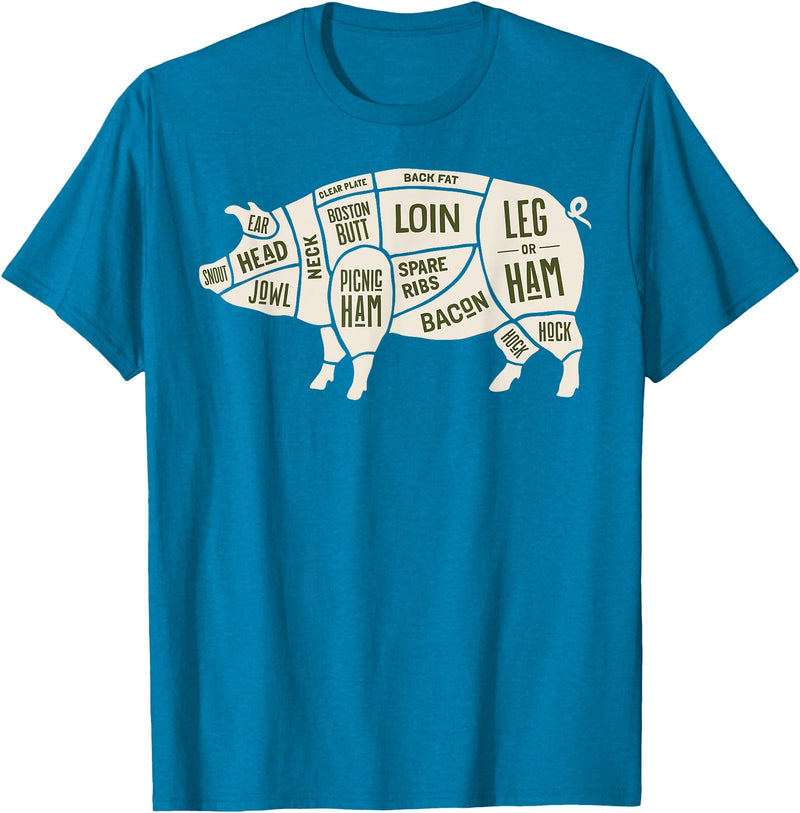 Pig & Pork Butcher Diagram Tees Pig & Pork Butcher Diagram Bacon Lover - T-shirt T-Shirt - Sapphire Blue