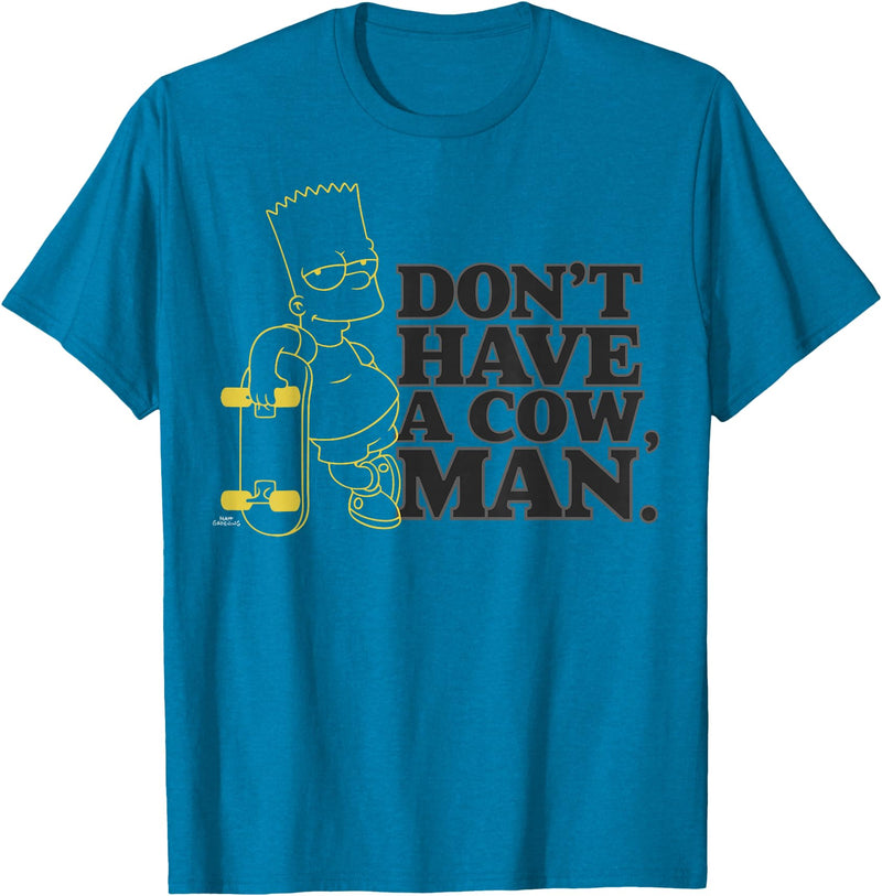 The Simpsons Dont Have a Cow, Man Bart Simpson Skateboard T-Shirt - Sapphire Blue