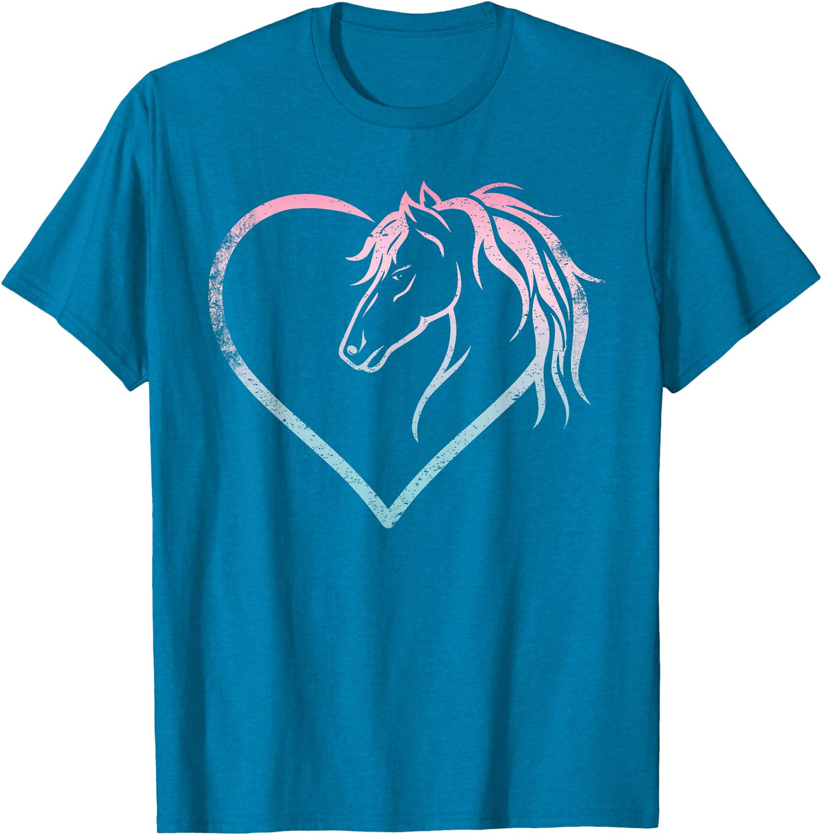 Horse Girl Designs Women I Love My Horses Riding Heart With Horse Head For Horseback Riding Horse T-Shirt - Sapphire Blue