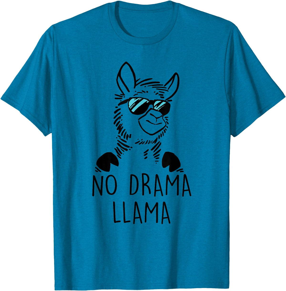 Pretees No Drama Llama Graphic Funny Llama T-Shirt - Women's Adult Unisex-Adults Grey Small Classic Fit Crew Neck Short Sleeve - Sapphire Blue