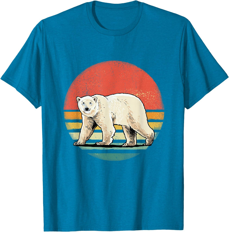 Wowsome! Vintage Polar Bear Tshirt Retro Arctic Animal Bear Lover T-Shirt - Sapphire Blue