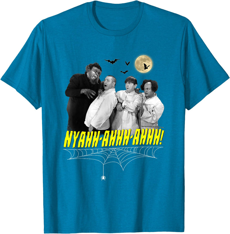 TTS- The Three Stooges NYAHH-Ahhh-Ahhh! Halloween T-Shirt - Sapphire Blue