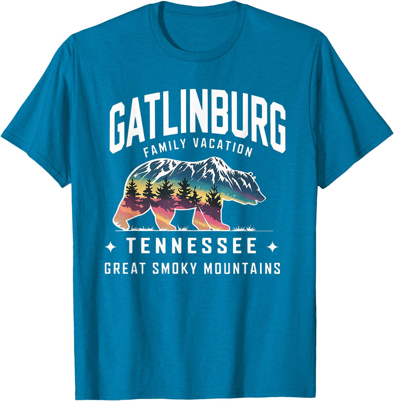 Gatlinburg Family Vacation Tees Family Vacation Mountains Gatlinburg Tennessee Bear Souvenir T-Shirt - Sapphire Blue