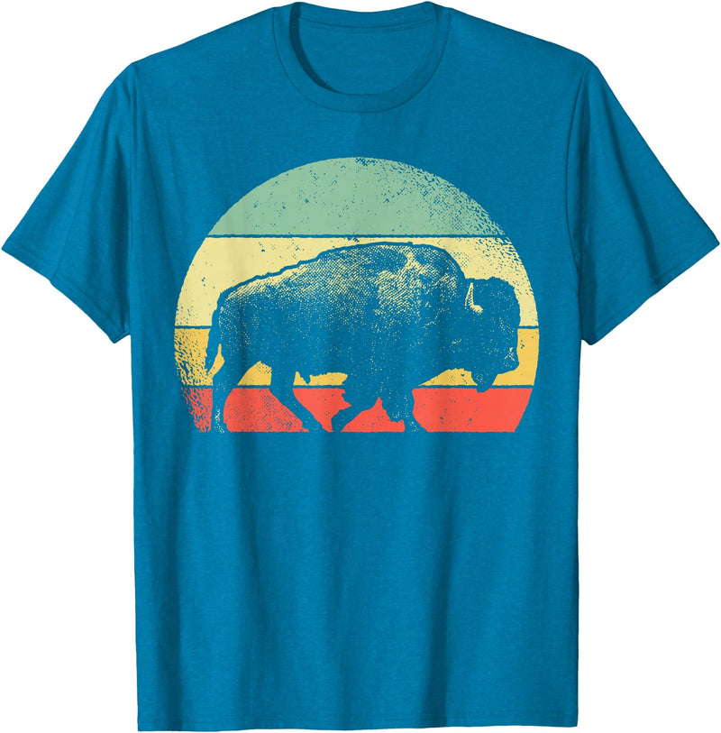 Bison Lover Gifts Wildlife I Bison Natural Reserve Vintage Buffalo Graphic Crew Neck Short Sleeve Regular Fit T-Shirt -