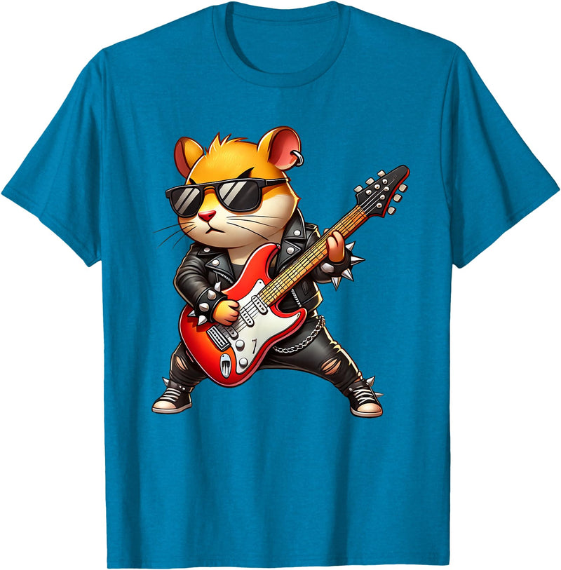 Hamster Electric Guitar Concert Music Lover Men Women Kids T-Shirt - Sapphire Blue