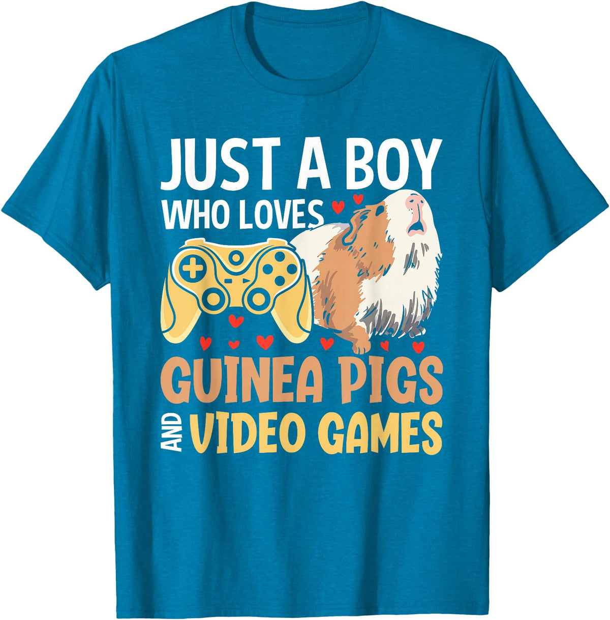 Guinea Pig Gifts for Gamer Co. Just a Boy Who Loves Guinea Pigs and Video Games Gaming T-Shirt - Sapphire Blue