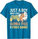 Guinea Pig Gifts for Gamer Co. Just a Boy Who Loves Guinea Pigs and Video Games Gaming T-Shirt - Sapphire Blue