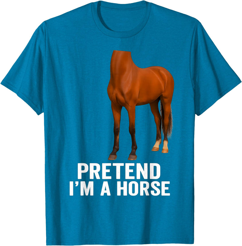 Pretend I'm A Horse Tees Pretend I'm A Horse Funny Halloween Body Costume Horse T-Shirt - Sapphire Blue