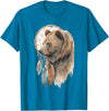 More Tribal Native American Totem Animal Art Bear Tribal Watercolor Bear Dream Catcher T-Shirt - Sapphire Blue