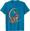 Vintage Bunny on the Moon Cute Goth Easter Rabbit T-Shirt in Sapphire Blue