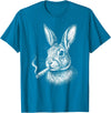 Smoking Rabbit Cigarette Bunny Funny Meme Stupid Brainrot T-Shirt in Sapphire Blue